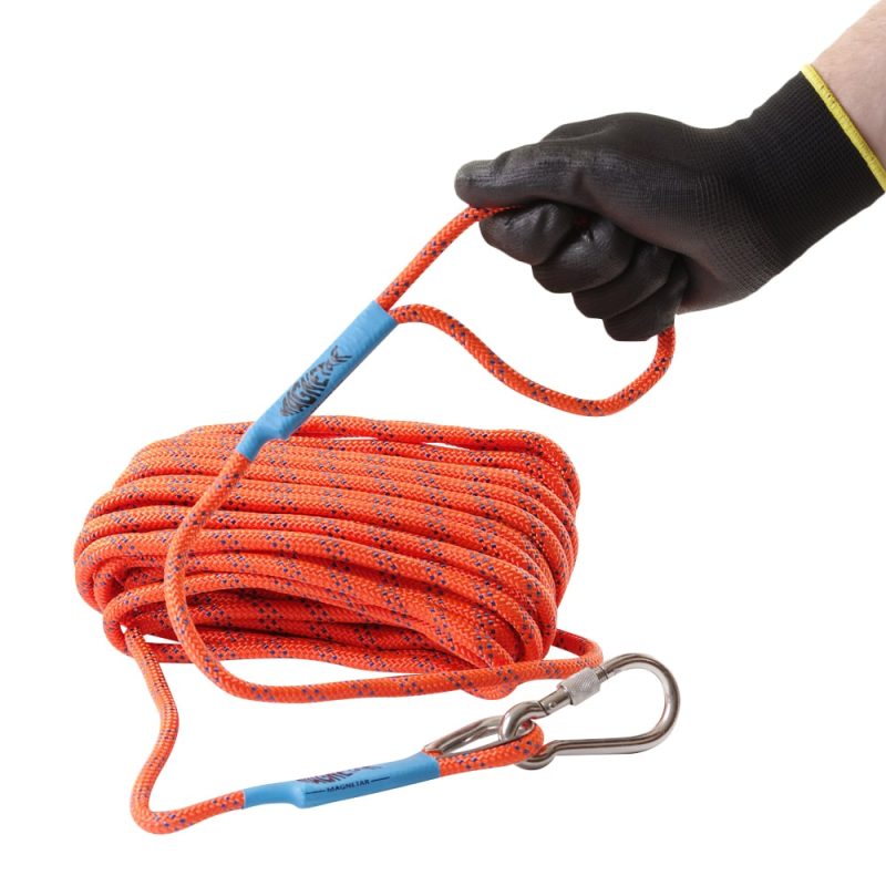 Heavy Duty Double Braided 1/3 Rope, (65 or 100 ft) with Carabiner, Orange