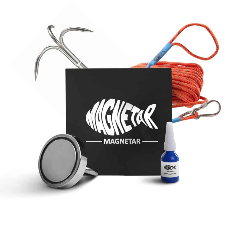 400 1300LBS Fishing Magnet Kit Pull Force Strong Neodymium + Carabiner+ Rope