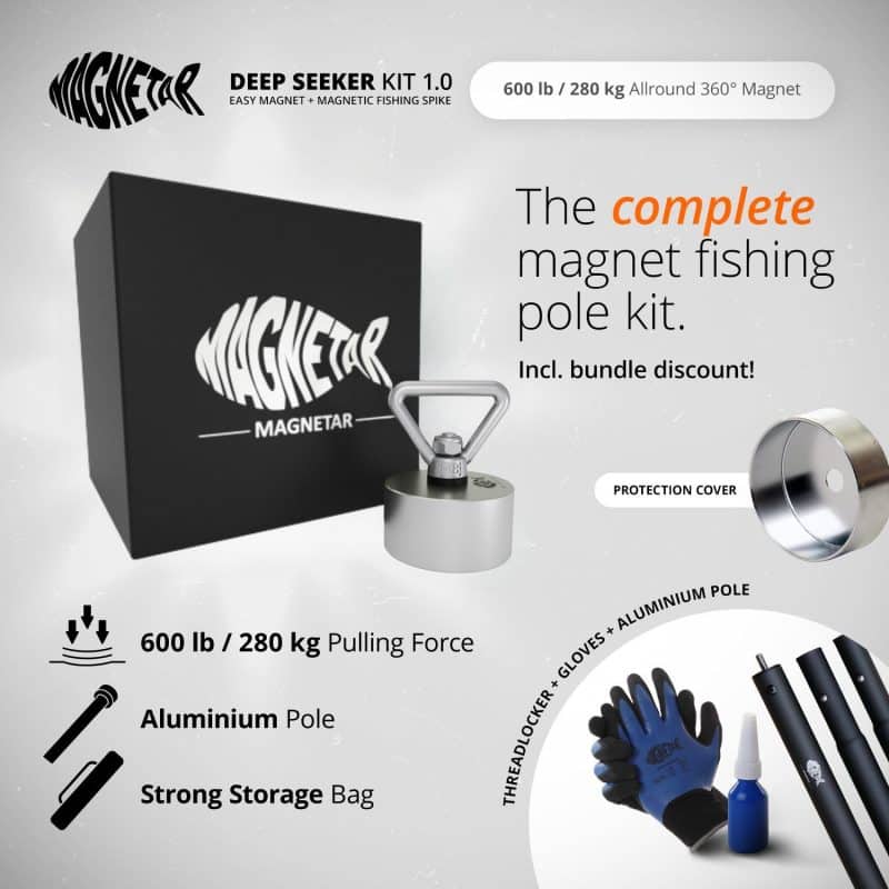 Magnet fishing with a spike allows you to search accurately for great finds.