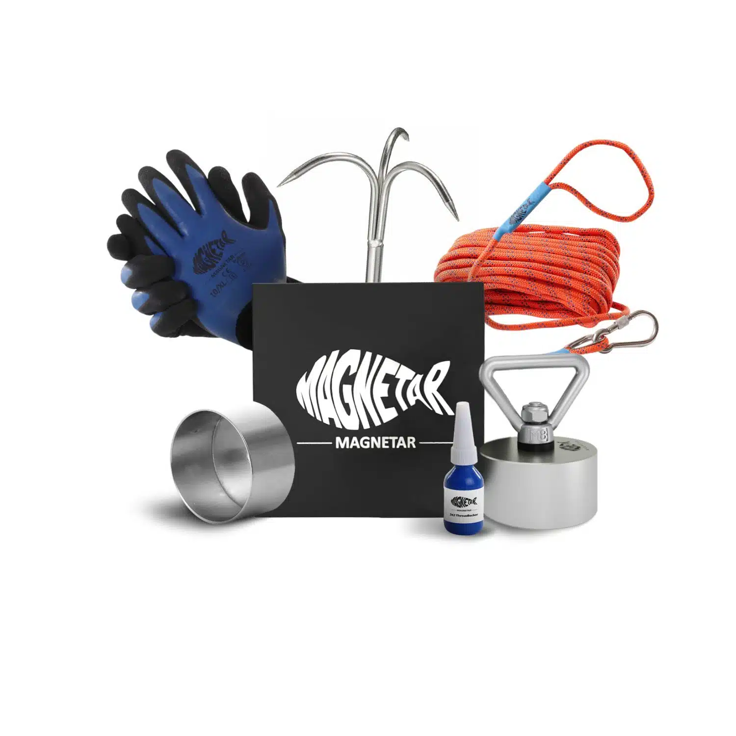  Fishing Magnet Kit, Fishing Magnets 1000 LBS  Pulling-Includes Grappling Hook, Heavy Duty 65FT Rope, Gloves & Locking  Carabiner,Threadlocker And Waterproof Carry Case