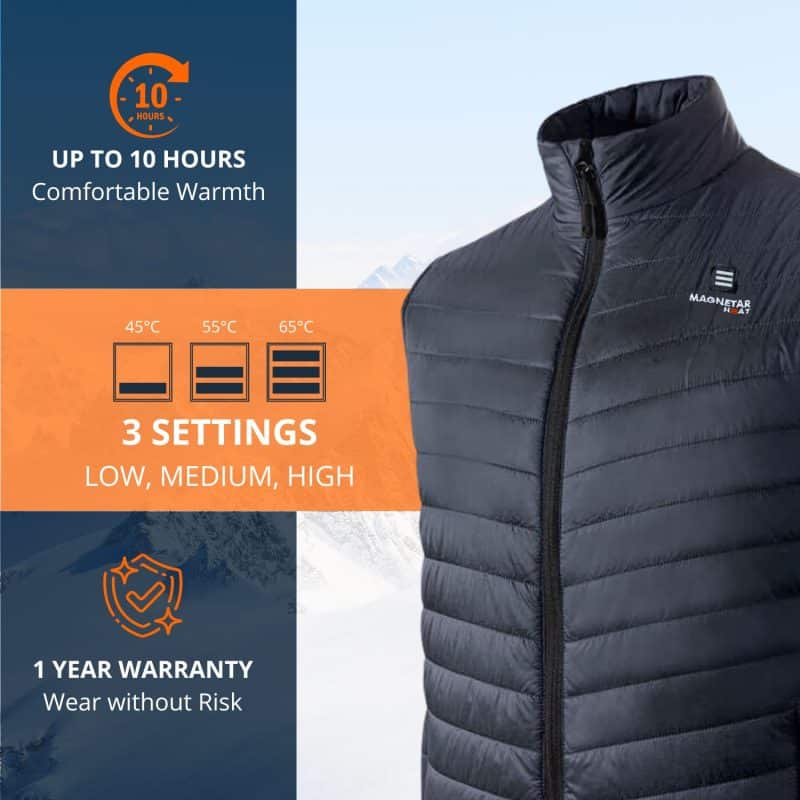 LAVA Heated Bodywarmer Magnetar Heat Settings