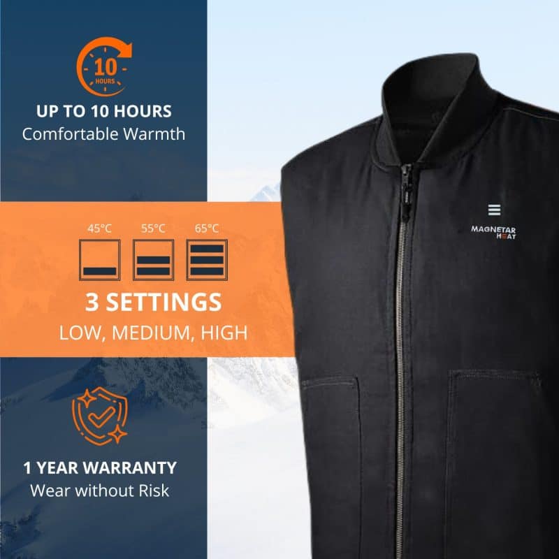 MAGMA Heated work vest Magnetar Heat settings