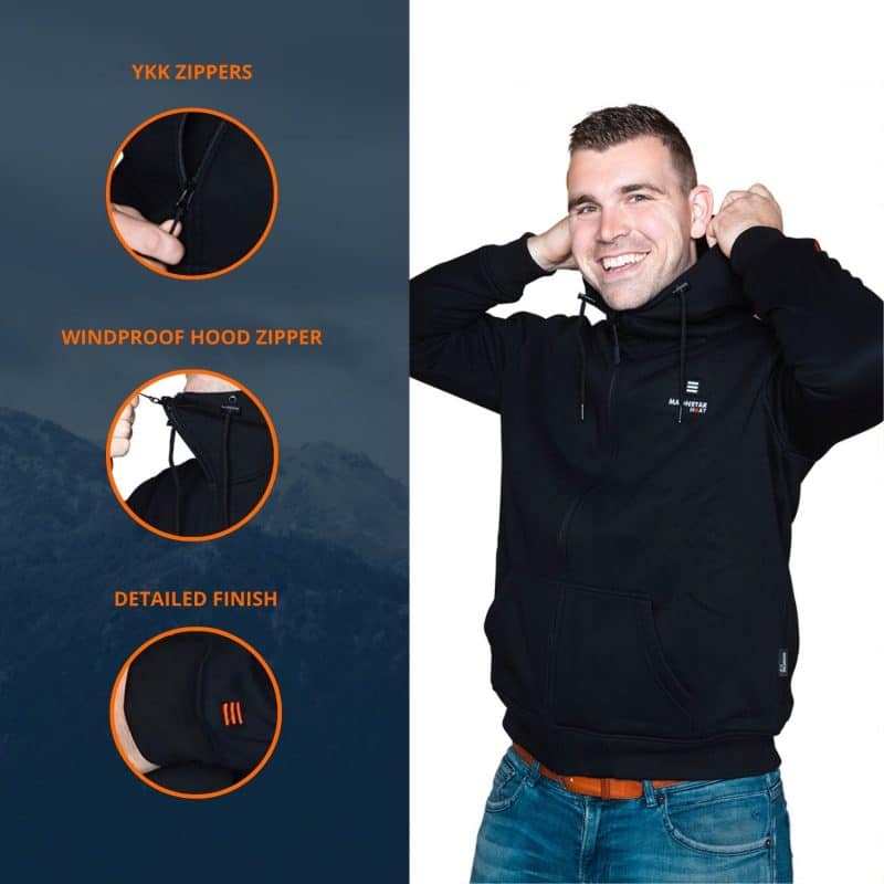 ETNA Heated Hoodie Magnetar Heat Model Man and Details