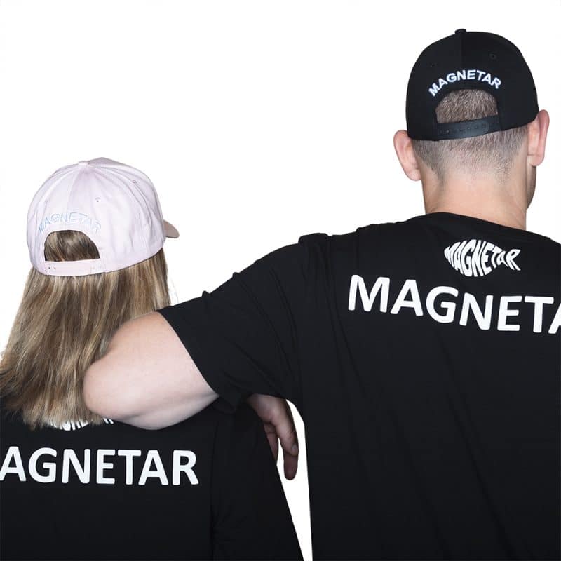 Magnetar's baseball cap also has a print on the back.
