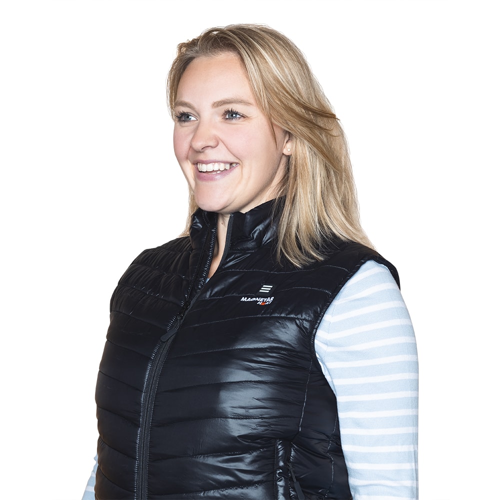The heated body warmer looks stylish.