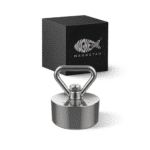 Easy fishing magnet with eye bolt and protective housing, product photo for magnet fishing and underwater metal recovery equipment