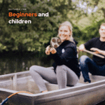Lifestyle image of beginners magnet fishing from a boat, showing a lightweight Easy neodymium magnet on a pole with collected metal finds, suitable for families and children outdoors