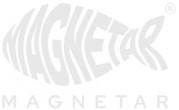 Magnetar logo with fish shaped brand icon for outdoor magnet fishing gear on a black background