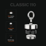 Classic 110 single-sided fishing magnet with steel housing protection and shorter range for more control